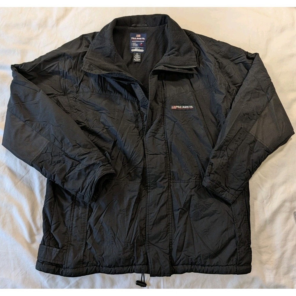Polo Jean Co Ralph Lauren Parka Men XL Black‎ Excellent Vintage 90s Insulated